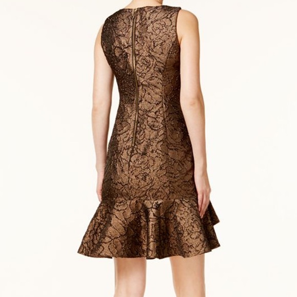 CALVIN KLEIN
Brocade Flounce-Hem Sheath Dress - Picture 2 of 10
